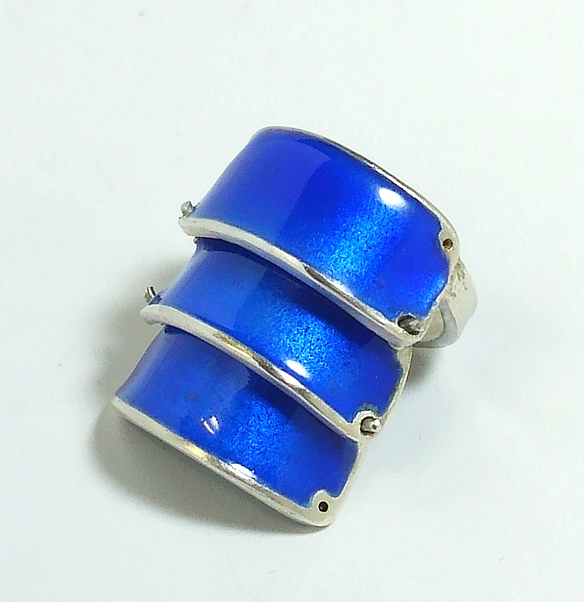 アーマーリング　七宝焼き　白銀の鎧　Blue